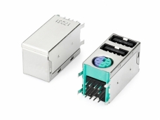 Double -layer USB 2.0AF connector+mini 6P two -color seat
