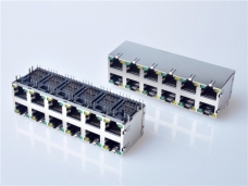 雙層RJ45 插座2X6,帶LED