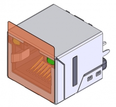 立式RJ45連接器，屏蔽帶燈，DIP，符合回流焊制程