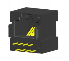 RJ45 模塊化插座 - 8P8C，直角，THT，單端口，底部入口，