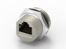Waterproof RJ45 female head, front lock plug-in board type, (with shield-screw thread type)
