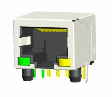 短體，Shielded RJ45 Modular Jack  帶LED