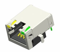 RJ45 模塊式連接器/以太網連接器 8P8C, 沉板, CAT6A, Shield, With LEDs