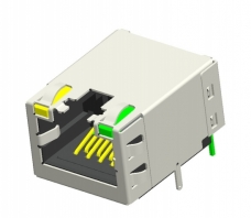 RJ45 模塊式連接器/以太網連接器 8P8C, 90度 CAT6A, Shield, With LEDs